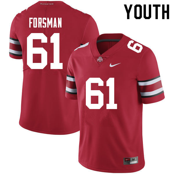 Ohio State Buckeyes Jack Forsman Youth #61 Red Authentic Stitched College Football Jersey
